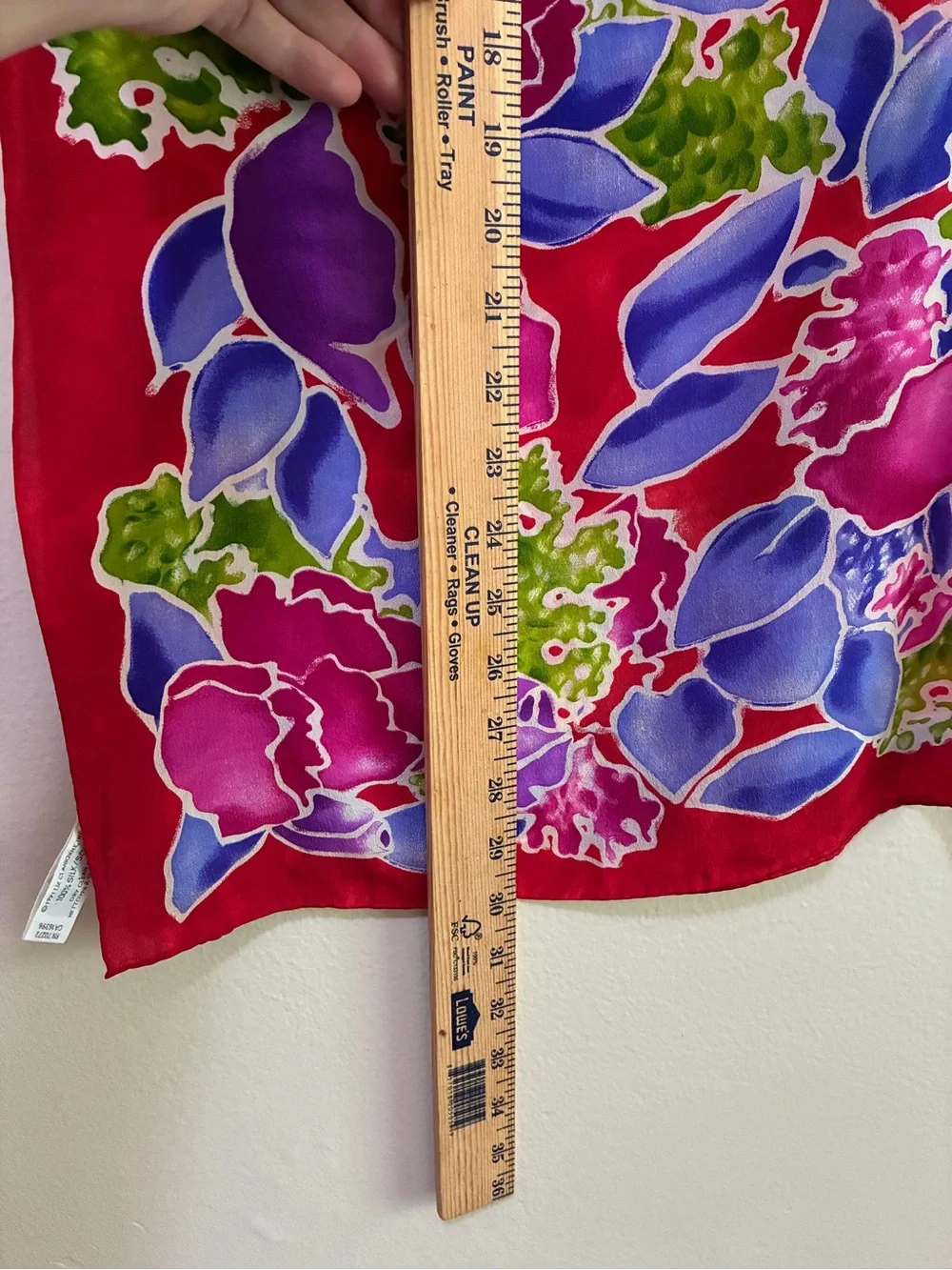 Liz Claiborne Red Floral Print Scarf with Pink & Purple Accents